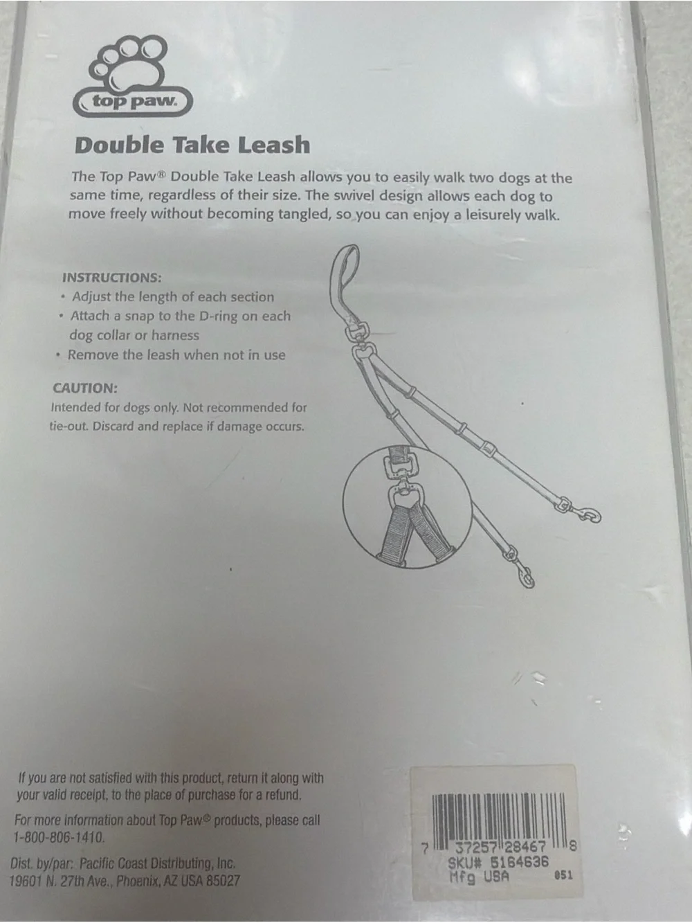 Top Paw Double Take Dog Leash - Black